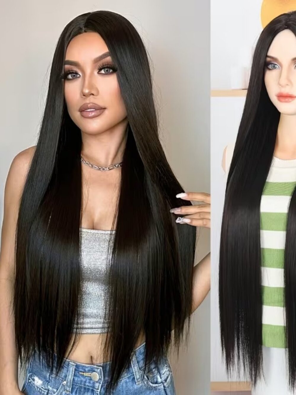 Women’s Long Straight Synthetic Wig Natural Look Daily Party Hair